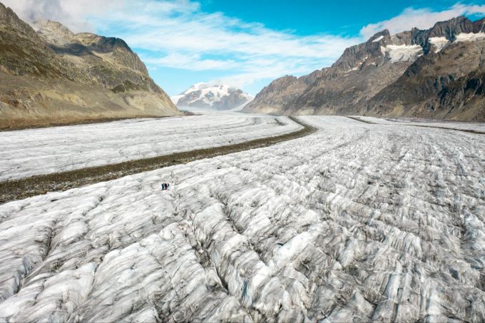In den eisigen Weiten des Aletschgletschers soll der Rollibock zu Hause sein. Aletschgletscher
