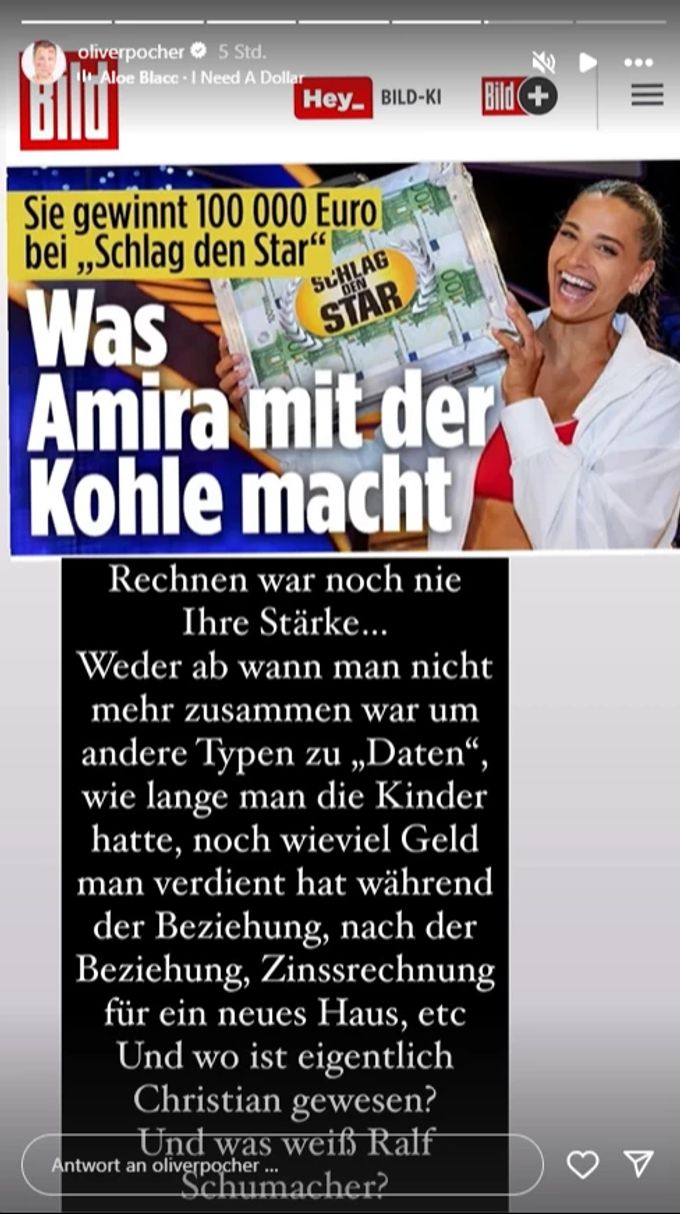 Oliver Pocher reagiert auf Ex Amiras Behauptungen. Oliver Pocher