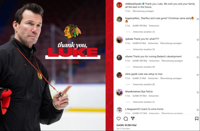 Luke Richardson ist nicht mehr Trainer der Chicago Blackhawks. luke richardson