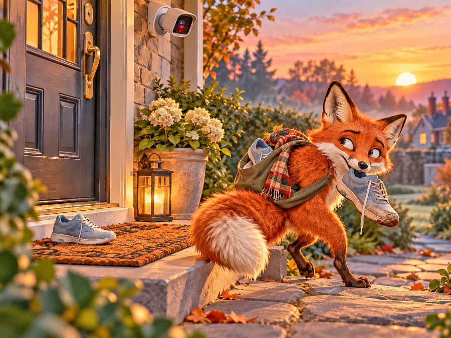 Schadenfall des Monats: Ein Fuchs auf Schuhsuche.
