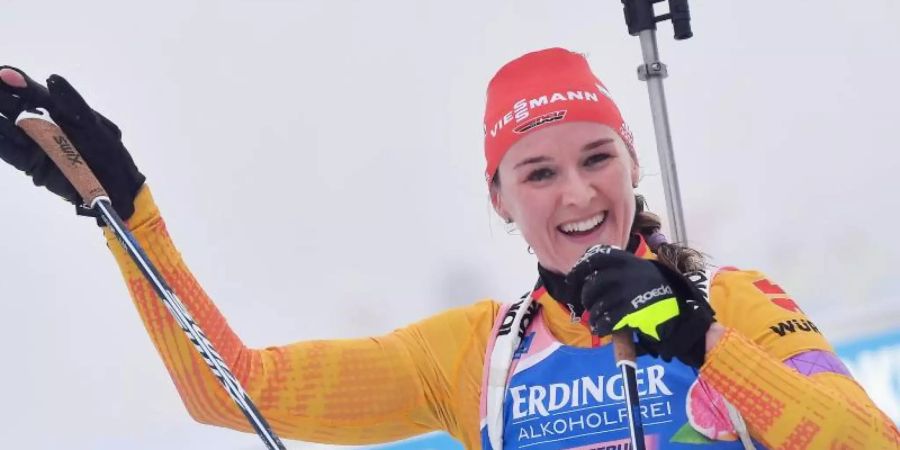 Biathletin Denise Herrmann geht beim Weltcup in Oberhof auch in der Staffel an den Start. Foto: Martin Schutt/dpa-Zentralbild/dpa