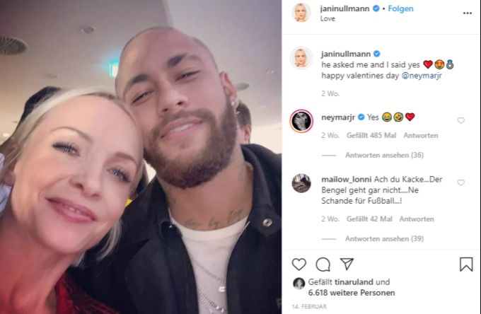 Janin Ullmann und Neymar am Valentinstag. Neymar