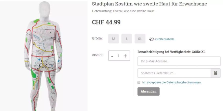 Ein Morphsuit mit dem Design eines Stadtplans.