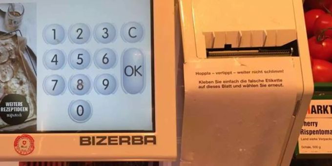 Migros Zürich - Massnahme gegen Etiketten-Anarchie bei der Gemüse-Waage