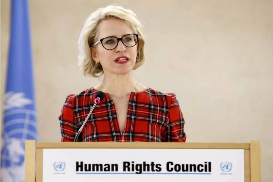 Justiz- und Aussenministerin von Liechtenstein Aurelia Frick bei einer Rede im Februar 2018 - Keystone