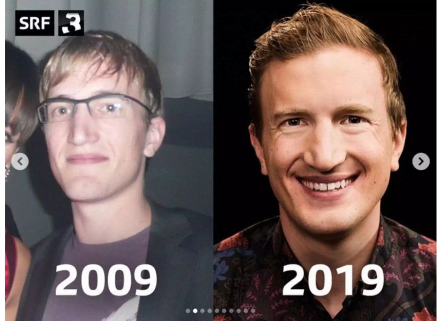 Moderator und Spassvogel Stefan Büsser (33) nimmt seine Transformation mit Humor: «Unglaublich, wie sich der Fotograf verbessert hat in dieser Zeit!», schreibt Büsser spitzbübisch unter sein Throwback-Foto.