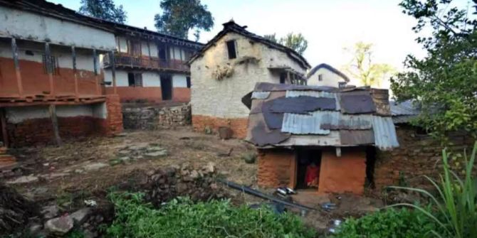 Eine Menstruationshütte in Nepal.