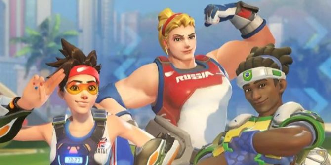 Tracer als Leichtathletikerin, Zarya als Gewichtheberin und Lucio als Fussballspieler