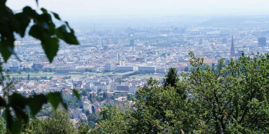 Ein Blick auf die österreichische Stadt Linz (Ö).