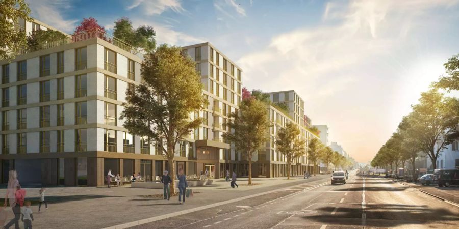 Dort wo sich heute die AMAG-Garage entlang der Kantonsstrasse befindet, soll eine neue Überbauung mit 260 Wohnungen und Flächen für Kleingewerbe sowie Gastronomie entstehen.