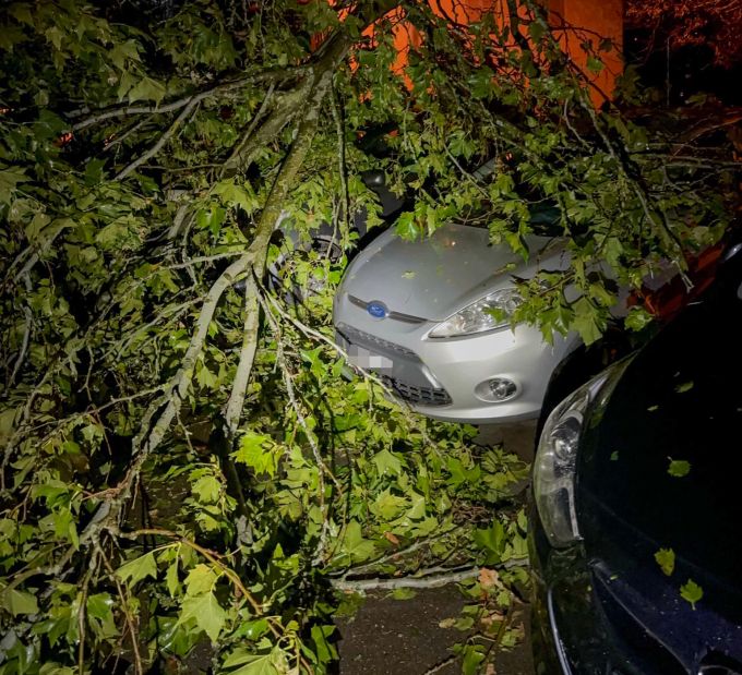 Es wurden zahlreiche Autos beschädigt. Autos beschädigt