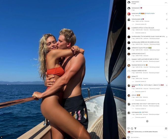 Mick und Laila schweben auf Liebeswolke Sieben. Mick Schumacher Laila