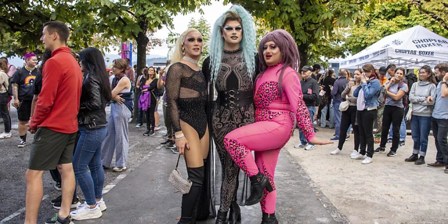 Mehrere hundert Personen versammelten sich am Samstagabend in Luzern zum Pride-Festival.