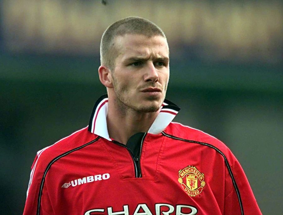 David Beckham im Jahr 2000, wo er für Manchester United spielte.