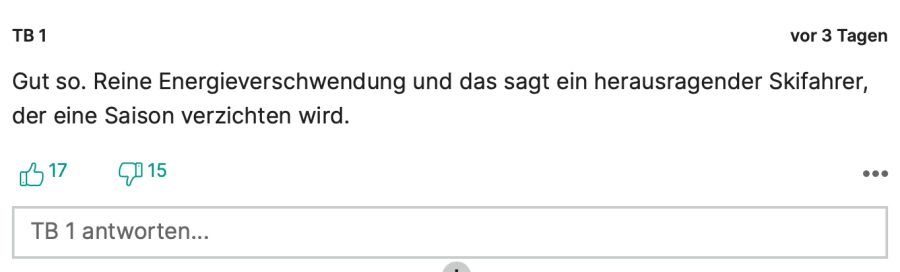 «TB 1» verzichtet freiwillig aufs Skifahren.
