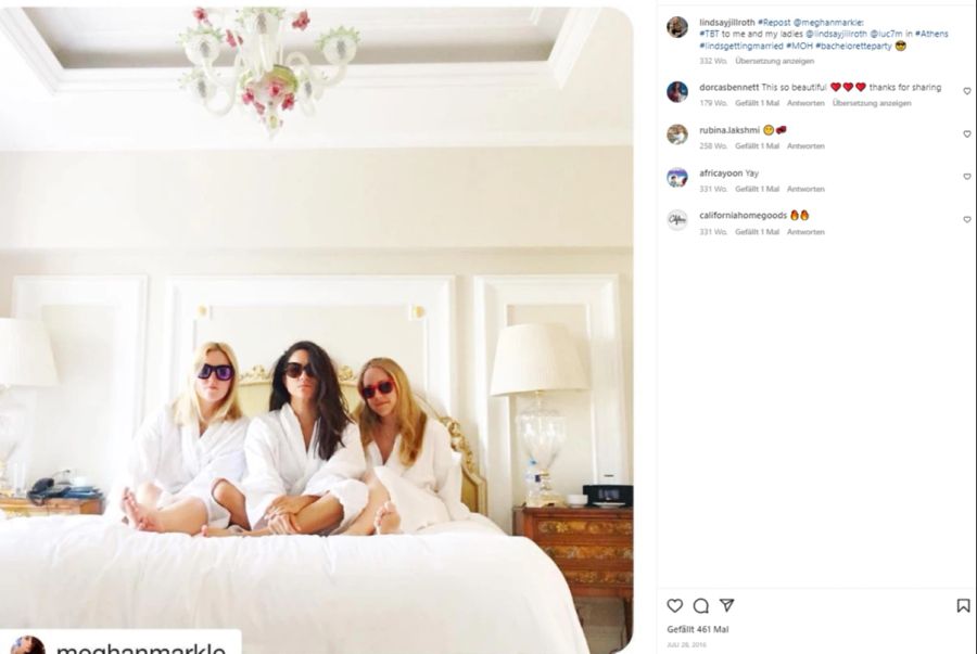 Meghan Markle und ihre Freundinnen Lindsay und Lucy.