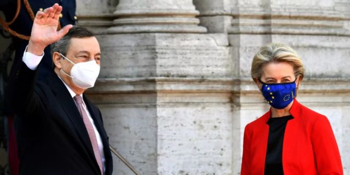 Italiens Regierungschef Draghi und EU-Kommissionspräsidentin von der Leyen Italiens Regierungschef Draghi und EU-Kommissionspräsidentin von der Leyen
