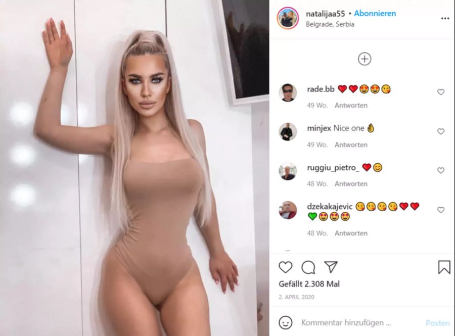 Auf Instagram hat Natalija Scekic über 20'000 Abonnenten.