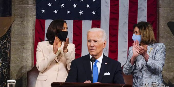 US-Präsident Biden sprach am Mittwochabend (Ortszeit) erstmals vor dem Kongress. biden kongress