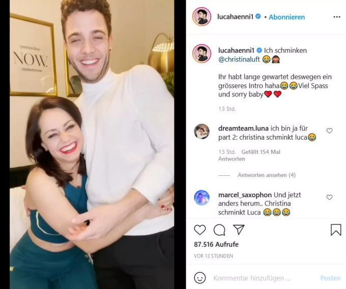 Luca Hänni schminkt seine Christina im extravaganten Look. luca hänni