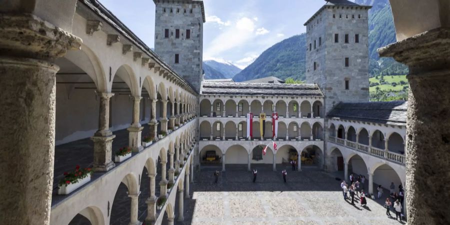 Der Innenhof des Stockalperschlosses in Brig-Glis.