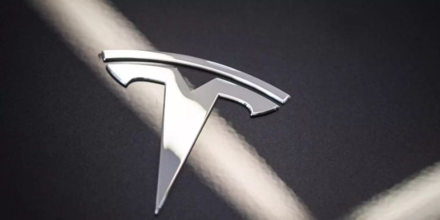 Das Logo des Autoherstellers Tesla. Foto: Christophe Gateau/dpa