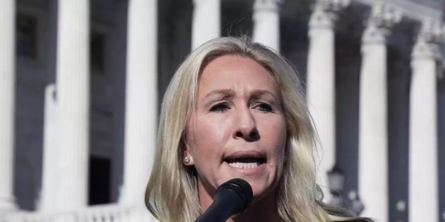 Marjorie Taylor Greene bei einer Pressekonferenz in Washington. Foto: Lenin Nolly/ZUMA Wire/dpa