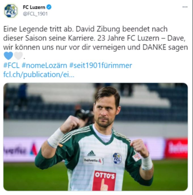 Mit diesem Tweet verabschiedet sich der FCL von David Zibung. david zibung