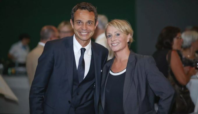 Elisabeth Schneider-Schneiter mit dem ehemaligen Präsidenten des FC Basel, Bernhard Heusler. FC Basel Heusler Schneider-Schneiter