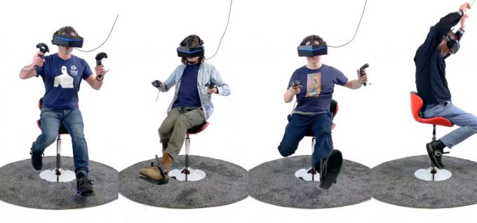 Diese Variante der Bewegung sieht etwas anders aus. Cybershoes Virtual Reality