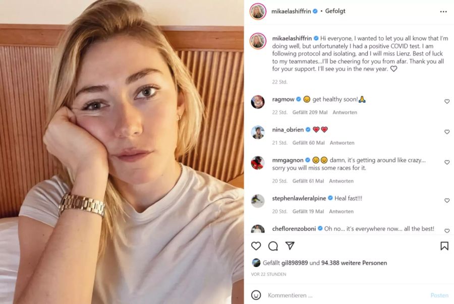 Gestern wurde nun auch noch Mikaela Shiffrin positiv auf das Coronavirus getestet.