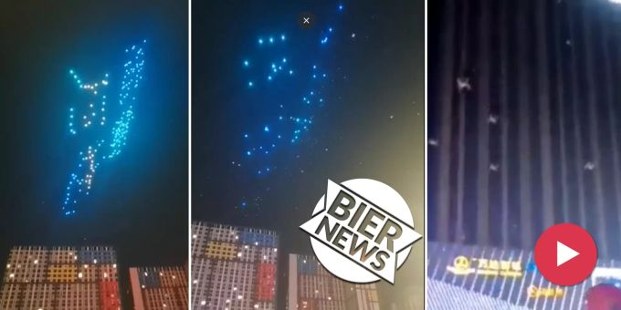 Im Video - Hunderte Drohnen stürzen in chinesisches Publikum