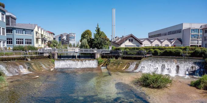 Stauwehr an der Schluess in Biel. Stauwehr an der Schluess in Biel.