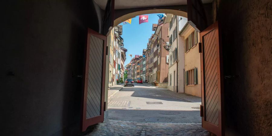 Blick in die Marktgasse und Altstadt in Laufenburg.