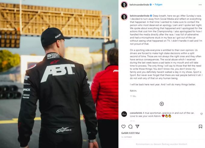 Nach dem Finale der DTM zog er sich von Sozialen Medien zurück. dtm