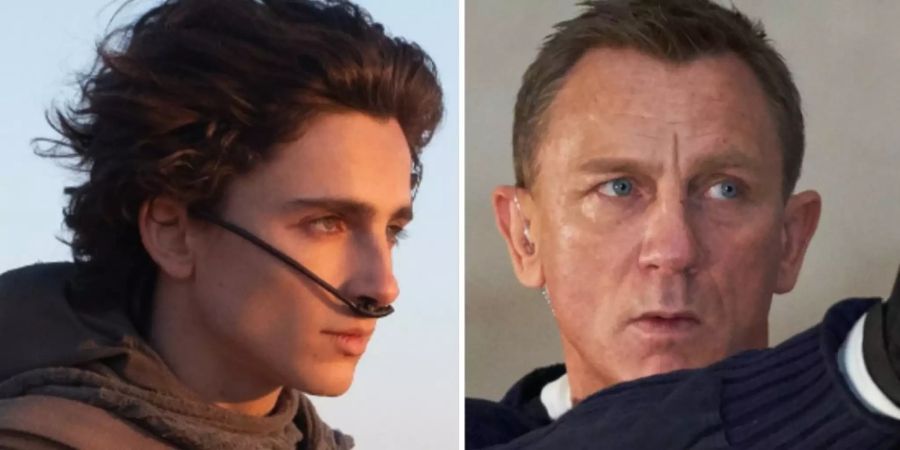 Timothée Chalamet (li.) auf dem Wüstenplaneten und Daniel Craig bei seinem letzten Einsatz als James Bond.