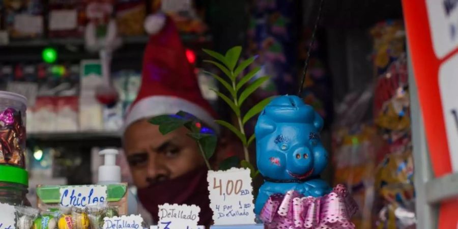 In der Weihnachtszeit stellen Ladenbetreiber in Venezuela Sparbüchsen in Form von Schweinen in ihren Geschäften und Buden auf. Foto: Boris Vergara/dpa