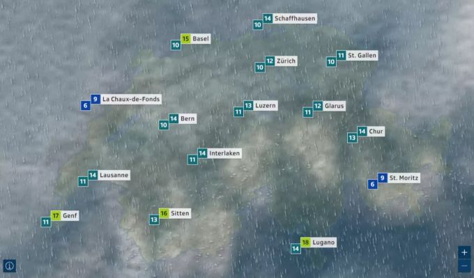Die Wetterübersicht von Montag. Wetter