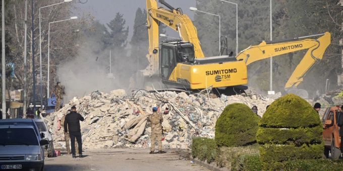 Zerstörung nach den Erdbeben in der Türkei. Türkei