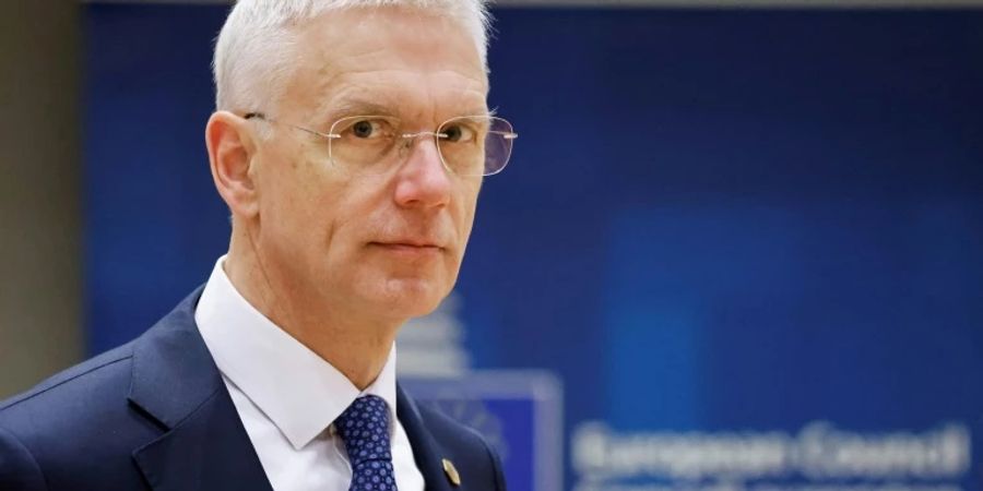 Lettischer Ministerpräsident Karins am 9. Februar beim EU-Gipfel in Brüssel