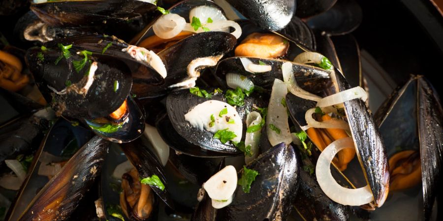 Muscheln Kochen geöffnet geschlossen