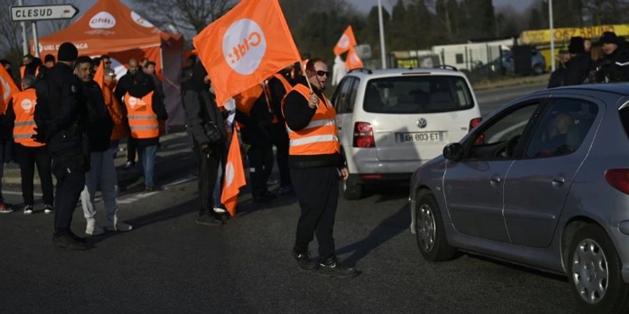 Proteste in einem Industriegebiet in Miramas in Südfrankreich