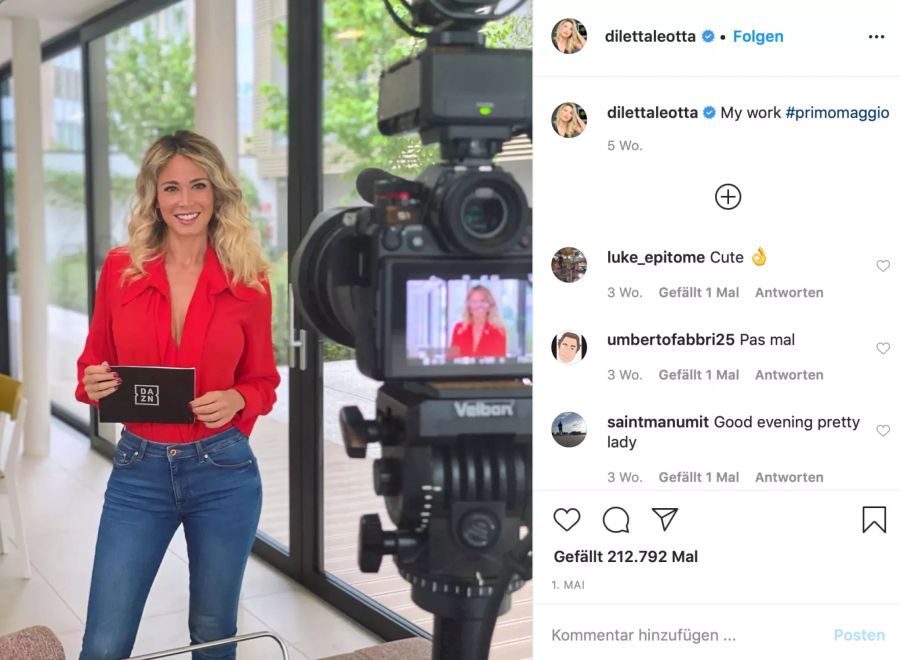 Diletta Leotta posiert auf Instagram für ihre Follower.