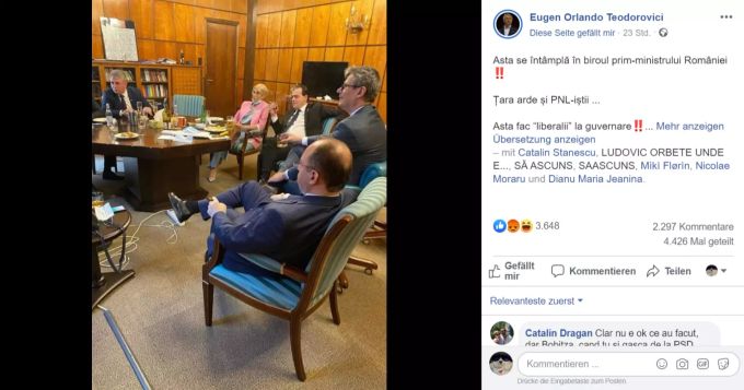 Der Oppositionspolitiker Eugen Teodorovici teilte ein Bild, welches Rumäniens Premier Orban in der Corona-Krise bei einer Büro-Party zeigt. rumänien Orban