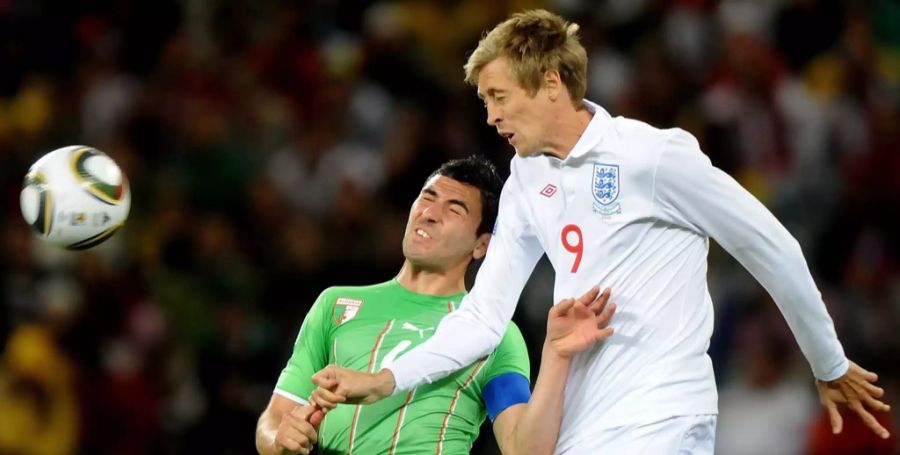 2006 und 2010 (Bild) nahm das Kopfballmonster mit England an der Weltmeisterschaft teil.