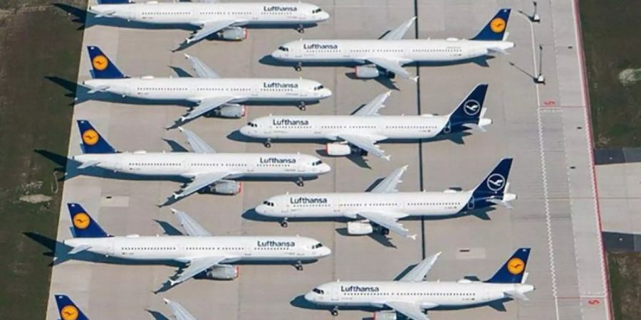 Lufthansa-Maschinen parken am zukünftigen Hauptstadtflughafen BER. Foto: Tino Schöning/dpa-Zentralbild/dpa