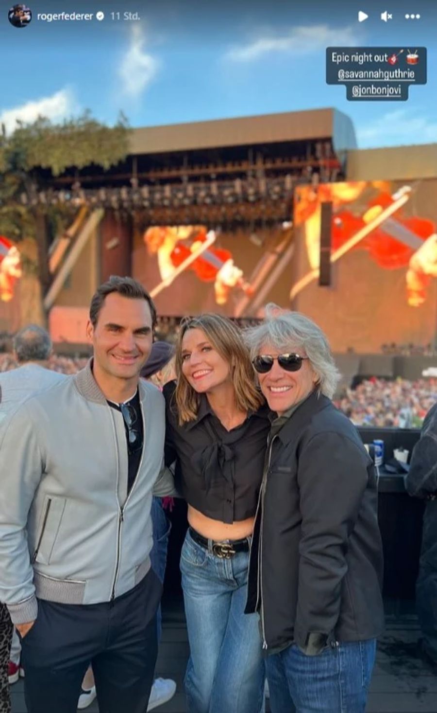 Roger Federer, Moderatorin Savannah Guthrie und Rockstar Jon Bon Jovi.