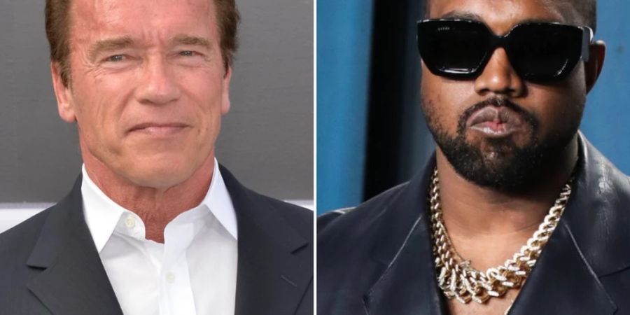 Arnold Schwarzenegger (l.) und Kanye West waren Zugpferde bei den Super-Bowl-Werbungen.