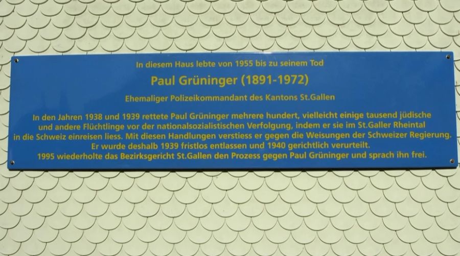 Gedenktafel an Grüningers Haus