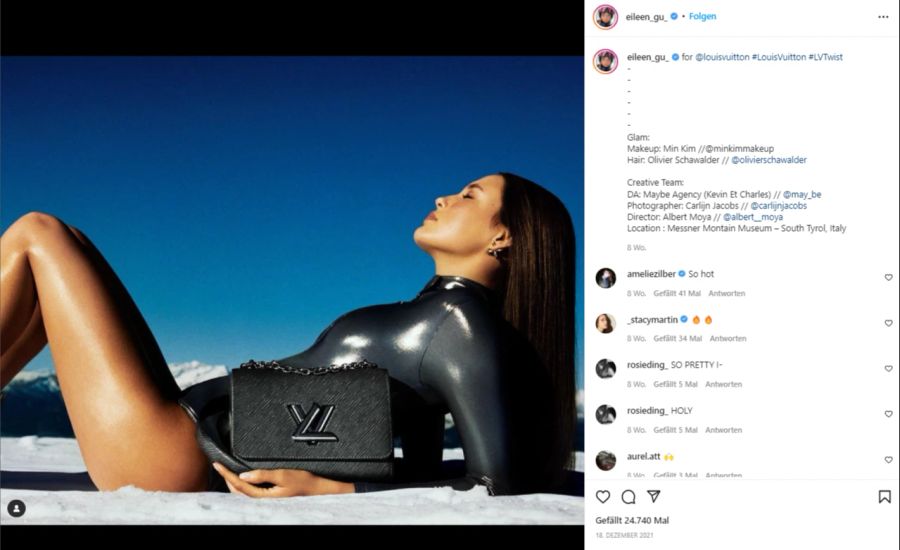 Gu modelt unter anderem für Louis Vuitton.